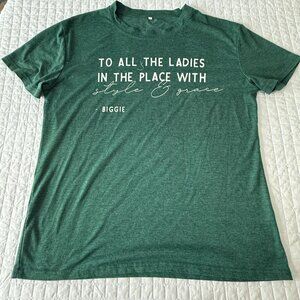 Womens Green Graphic Tee M Polyester Blend